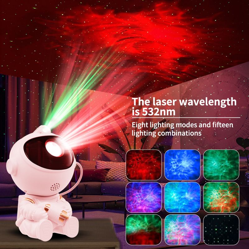 USB Powered Astronaut Nebula Projector & Starry Night Ambient Light with Space Shuttle Accents - 8 Nebula V888-ELOSUNG49807