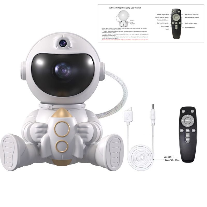 USB Powered Astronaut Nebula Projector & Starry Night Ambient Light with Rocket Accents - 8 Nebula Effects, V888-ELOSUNG49808