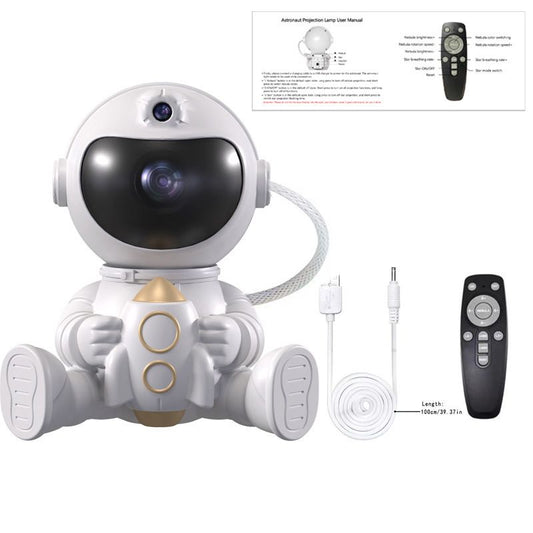 USB Powered Astronaut Nebula Projector & Starry Night Ambient Light with Rocket Accents - 8 Nebula Effects, V888-ELOSUNG49808