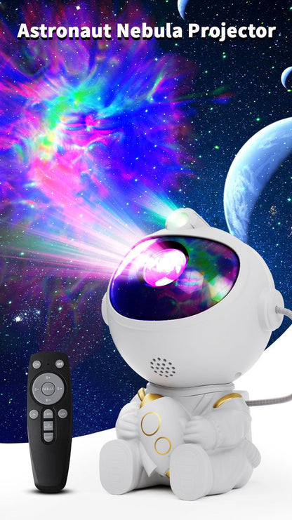 USB Powered Astronaut Nebula Projector & Starry Night Ambient Light with Airplane Accents - 8 Nebula Effects, V888-ELOSUNG49809