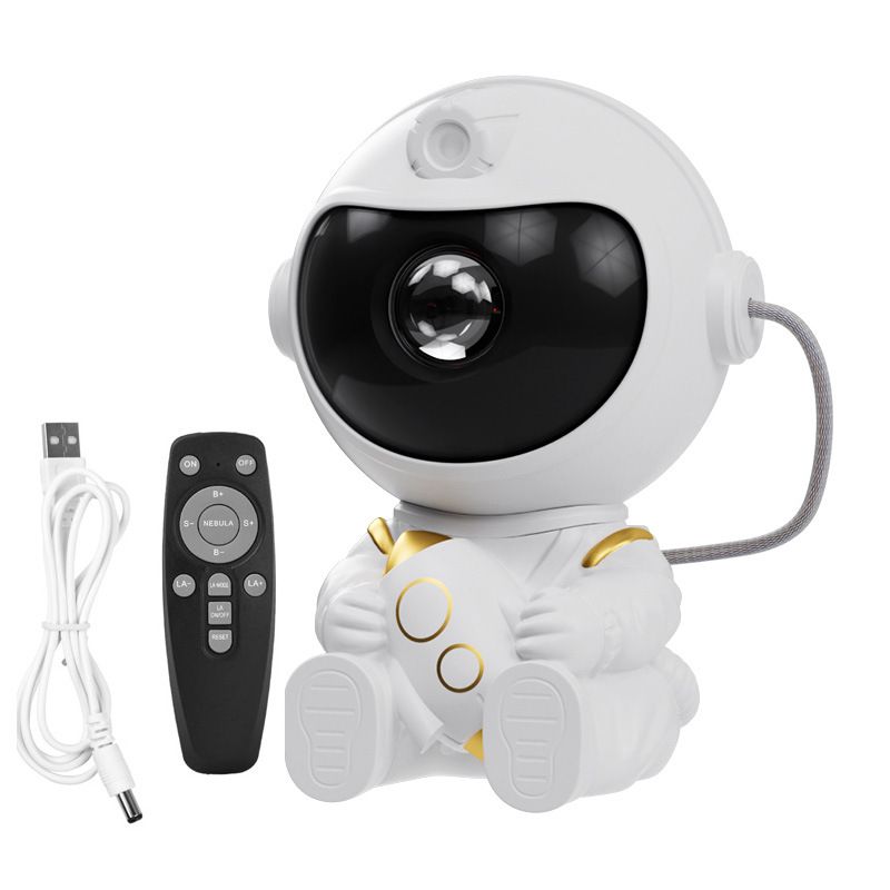 USB Powered Astronaut Nebula Projector & Starry Night Ambient Light with Small Rocket Accents - 8 Nebula V888-ELOSUNG49810