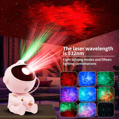 USB Powered Astronaut Nebula Projector & Starry Night Ambient Light with Small Rocket Accents - 8 Nebula V888-ELOSUNG49810
