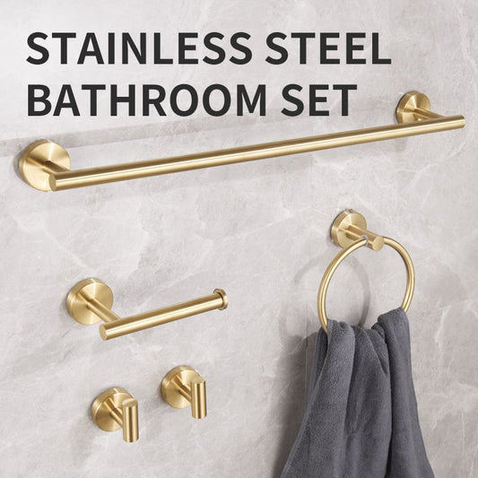 5PCS Matt Black Stainless Steel Bathroom Organizer Set - Wall-Mounted Rotatable Towel Bar, Toilet Paper V888-ELOSUNG49816