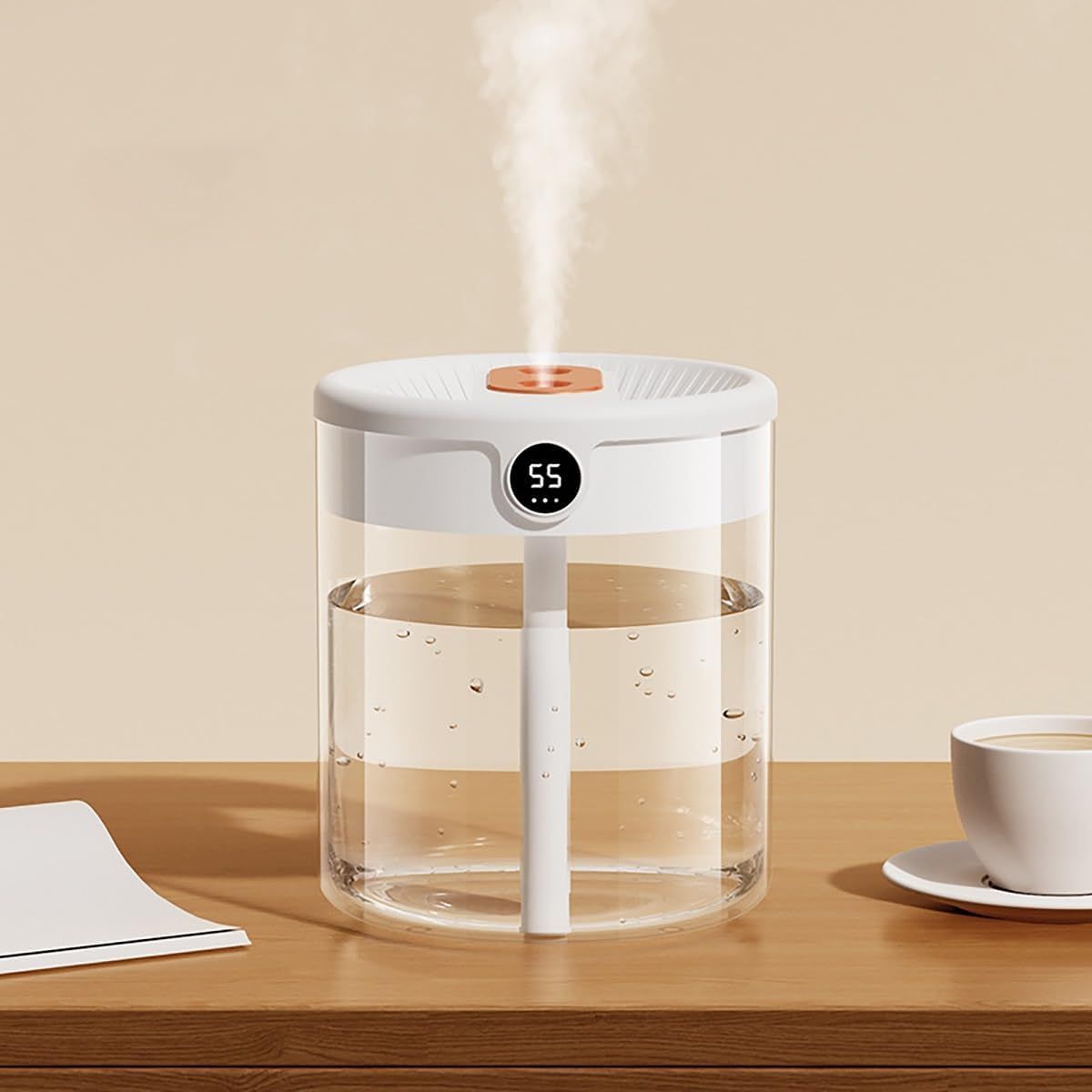 White 2L Dual-Spray Ultrasonic Humidifier and Air Diffuser with Night Light - USB Powered, Quiet Operation, V888-ELOSUNG49817