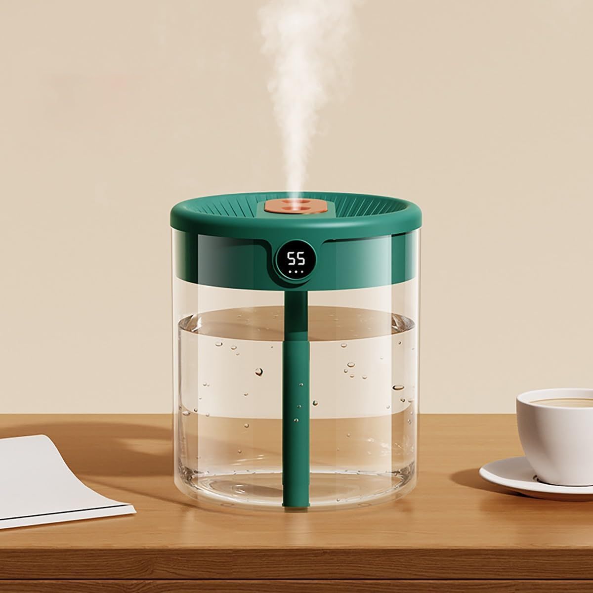 Green 2L Dual-Spray Ultrasonic Humidifier and Air Diffuser with Night Light - USB Powered, Quiet Operation, V888-ELOSUNG49818