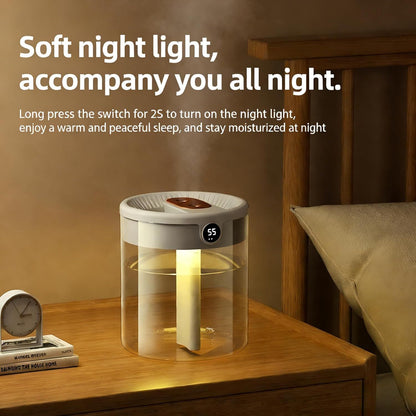 Pink 2L Dual-Spray Ultrasonic Humidifier and Air Diffuser with Night Light - USB Powered, Quiet Operation, V888-ELOSUNG49819