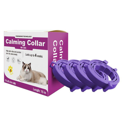 Purple Pet Calming Collar 4 Pack (38cm) - Waterproof Silicone Cat Collar Custom Fit for All Breeds - Anxiety V888-ELOSUNG49821
