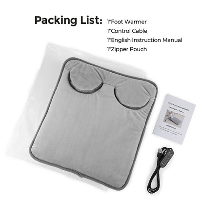 Grey Portable Versatile USB Electric Foot Warmer with 4 Temp Levels & 4 Auto-Shutoff Timer - Soft Fleece V888-ELOSUNG49836