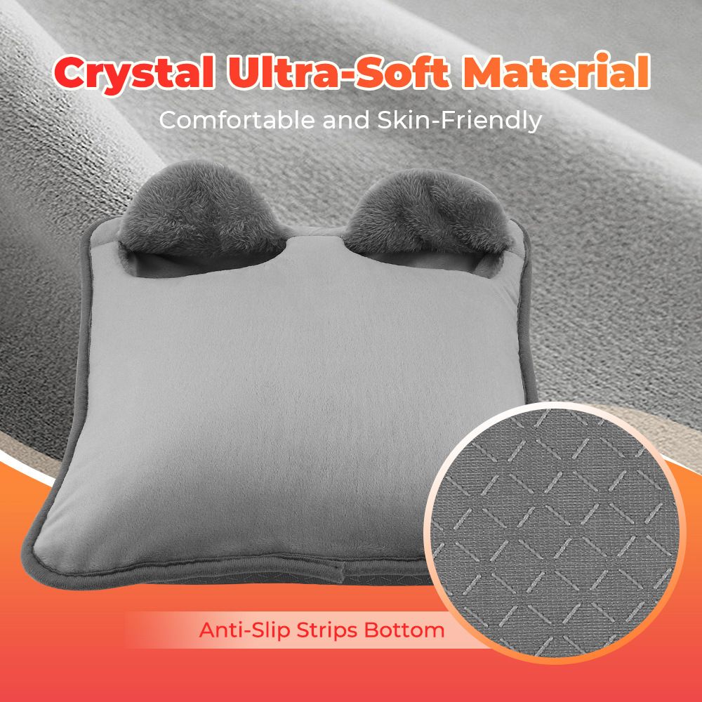 Grey Portable Versatile USB Electric Foot Warmer with 4 Temp Levels & 4 Auto-Shutoff Timer - Soft Fleece V888-ELOSUNG49836