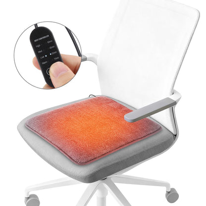 Grey Portable Versatile USB Electric Heated Seat Pad with 4 Temp Levels & 4 Auto-Shutoff Timer - Soft Fleece V888-ELOSUNG49837