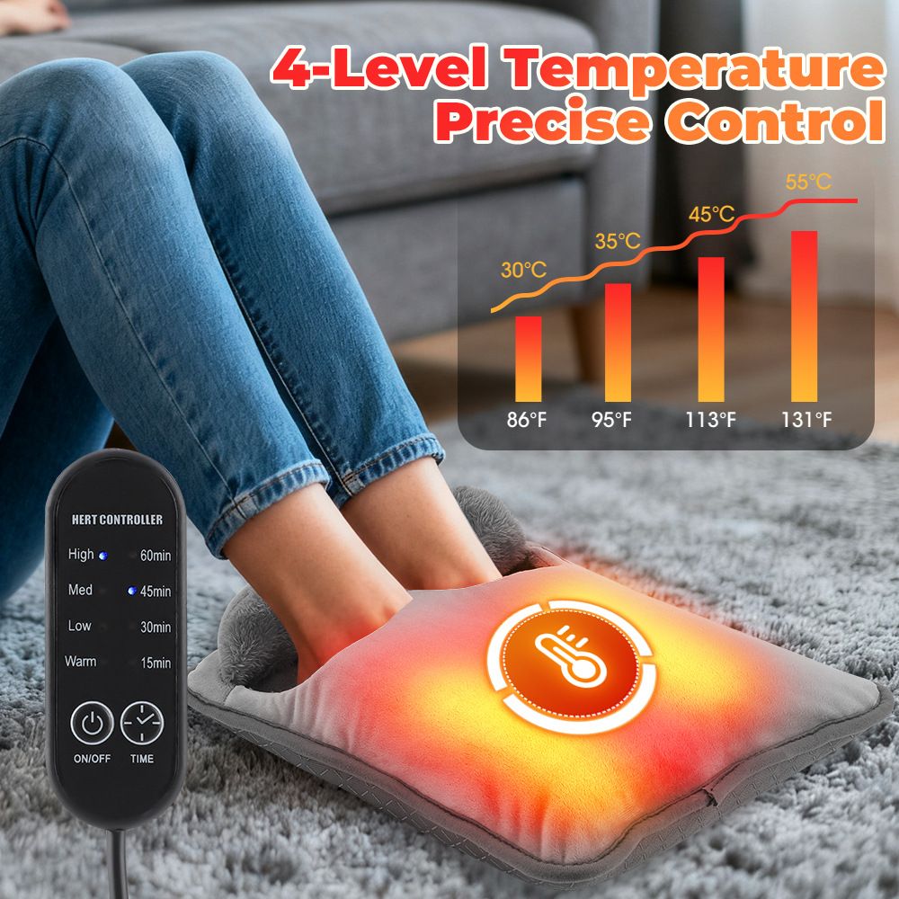 Grey Portable Versatile USB Electric Heated Seat Pad with 4 Temp Levels & 4 Auto-Shutoff Timer - Soft Fleece V888-ELOSUNG49837
