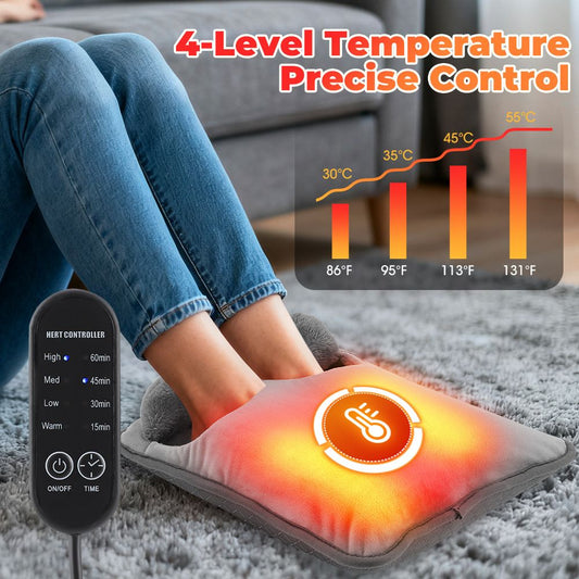 Grey Portable Versatile USB Electric Heated Seat Pad with 4 Temp Levels & 4 Auto-Shutoff Timer - Soft Fleece V888-ELOSUNG49837