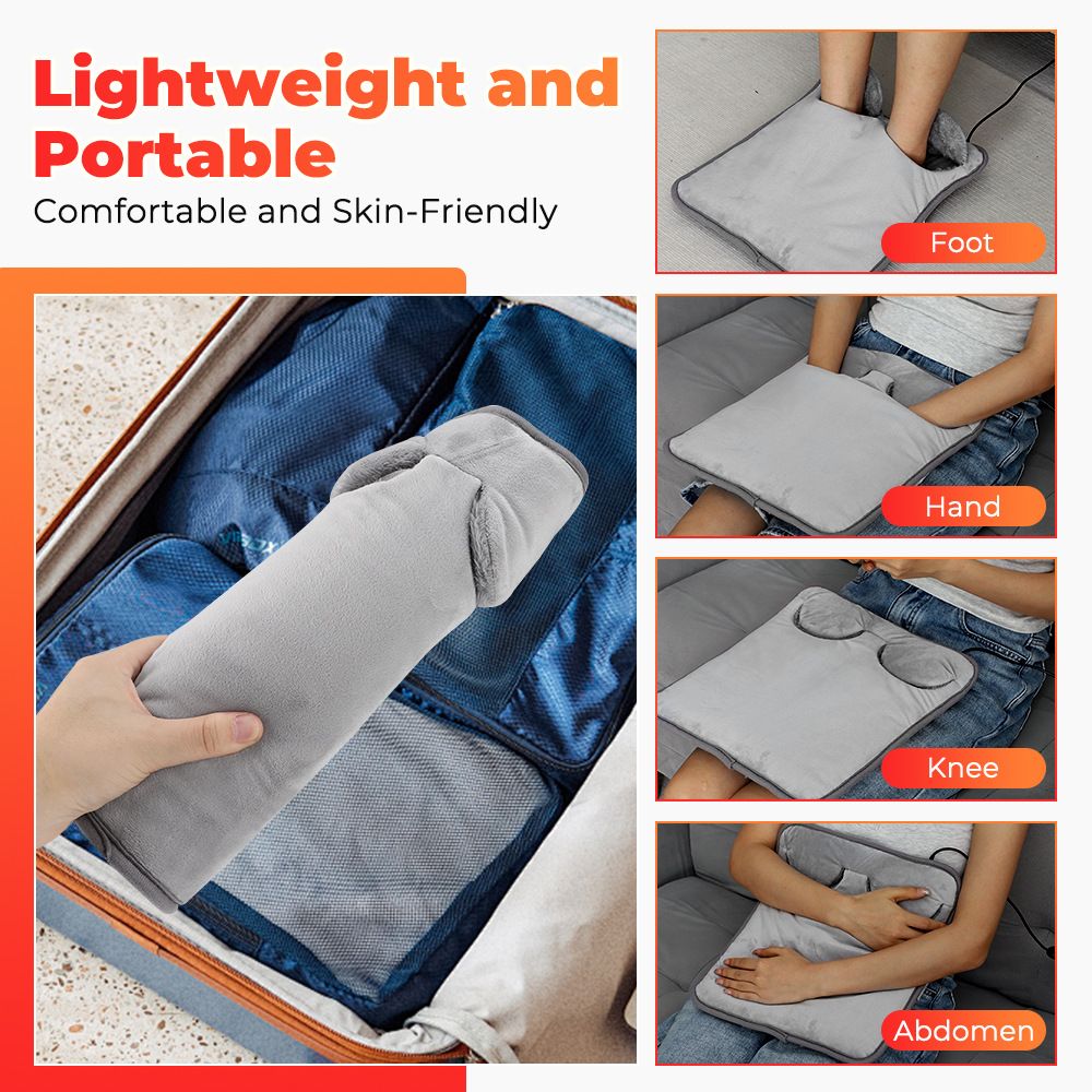 Grey Portable Versatile USB Electric Heated Seat Pad with 4 Temp Levels & 4 Auto-Shutoff Timer - Soft Fleece V888-ELOSUNG49837
