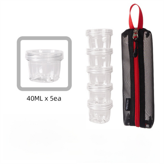 5-Piece Lightweight Stackable Outdoor Spice Jar Set for BBQ Picnic & Travel - Portable Camping Seasoning Kit V888-ELOSUNG49872