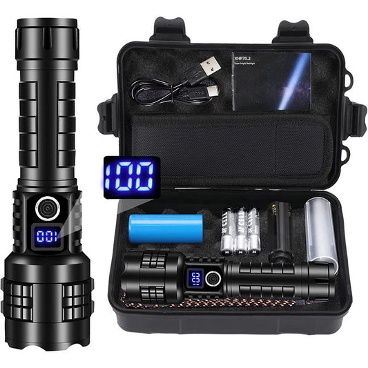 Gift Box Heavy Duty LED Flashlight and Tactical Torch - Waterproof & High Power, Zoomable 5 Modes, USB-C V888-ELOSUNG49873