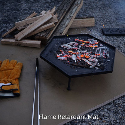 45 x 30 CM M Size Fireproof Outdoor Mat with Storage Bag - Silicone Coated Heat Resistant, Fire Pit Protector V888-ELOSUNG49875