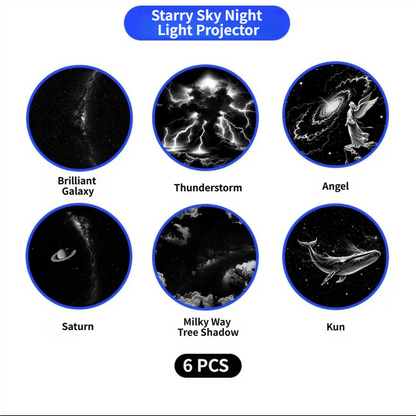 Portable USB Galaxy Night Light Projector with 6 Projection Films - Touch-Controlled Rotating Starry Sky Lamp V888-ELOSUNG49883