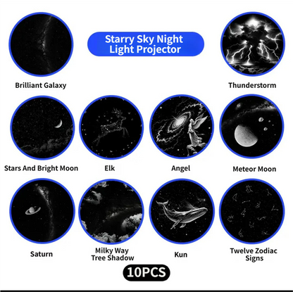 Portable USB Galaxy Night Light Projector with 10 Projection Films - Touch-Controlled Rotating Starry Sky V888-ELOSUNG49884
