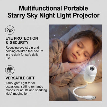 Portable USB Galaxy Night Light Projector with 12 Projection Films - Touch-Controlled Rotating Starry Sky V888-ELOSUNG49885