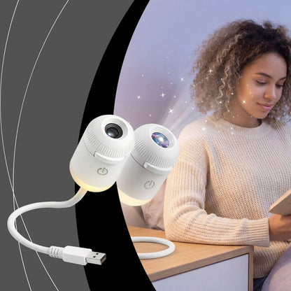 Portable USB Galaxy Night Light Projector with 12 Projection Films - Touch-Controlled Rotating Starry Sky V888-ELOSUNG49885