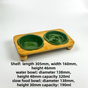 Green Ceramic Floral Cat Slow Feeder(190ML) & Water Bowl(320ML) Set - Dishwasher Safe Pet Dual Dining Kit V888-ELOSUNG49897
