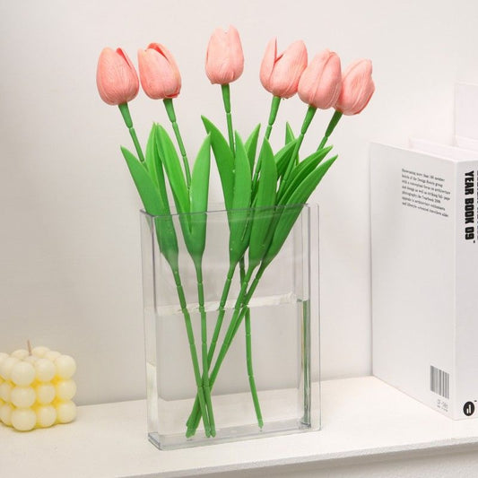 Minimalist Clear Acrylic Book Vase - Space Saving Desktop Ornament & Bookish Gift- Durable Unbreakable V888-ELOSUNG49899