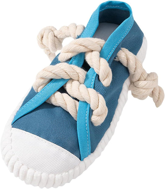 2-Pack Blue Bite Resistant Slipper Interactive Dog Toy Built in BB Squeaky & Bell - Durable Oxford Cloth and V888-ELOSUNG49907
