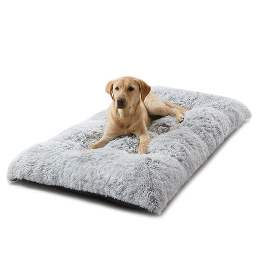 80 x 55 CM Winter Long Plush Dog Bed for Large Dogs - 10CM Thickened Fluffy Faux Fur Pad - Calming Anti V888-ELOSUNG49922