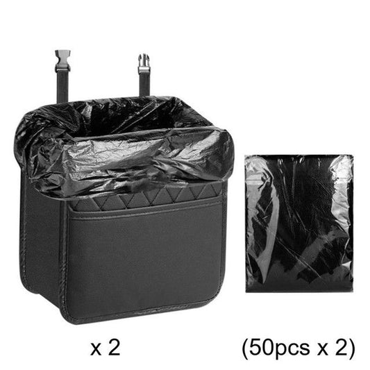 2-Pack Car Seat Back Organiser and Trash Can with 100 Trash Bags Multiple Pocket Bottle Holder - Waterproof V888-ELOSUNG49926