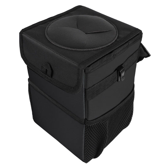 Waterproof Foldable Car Trash Can and Organiser with Dual Side Pockets & Odour Control Lid - 25x16x15 CM V888-ELOSUNG49927