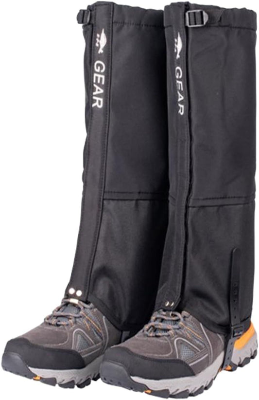 Black Breathable Nylon Waterproof Hiking Leg Gaiters and Snow Boot Gaiters (Fleece Lining) - Unisex V888-ELOSUNG49941