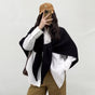 Black Retro Wool Blend 190x70cm Knitted Triangle Scarf - Multifunction Warm Shawl Wrap with Elegant V888-ELOSUNG49956
