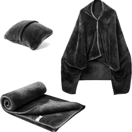 3-in-1 Portable Travel Blanket / Pillow / Wearable Shawl with Snap & Envelope Folding Design - 230GSM Soft V888-ELOSUNG49968