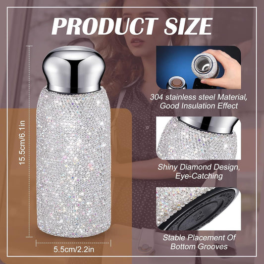 Green Square Crystal Handmade Luxury Diamond Insulated Water Bottle - Bling Rhinestone 304 Stainless Steel V888-ELOSUNG49983