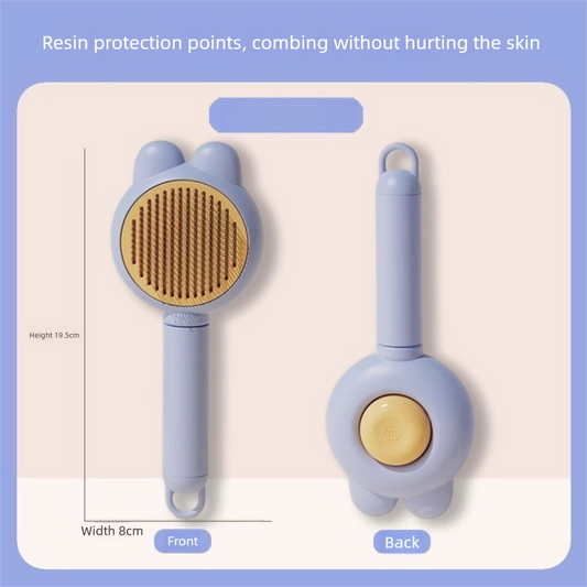 2 Pcs Blue Pet Self-Cleaning Slicker Brush for Cats and Dogs - Rabbit Ear Design with Stainless Steel Needles V888-ELOSUNG50001