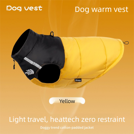 2-Pack (Pink + Yellow) -M Size - Warm, Thickened Winter Dog Coat / Pet Clothing - Waterproof Winter Dog Vest V888-ELOSUNG50017