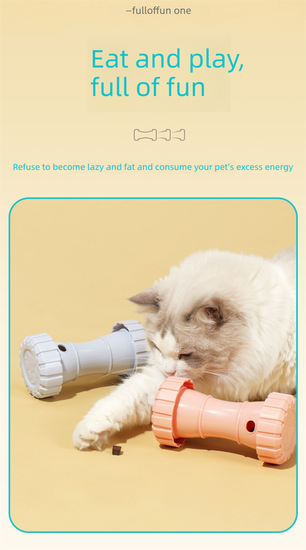 2 Pack(Grey): Cat and Dog Treat Dispenser Toy - Interactive, Durable, Bite-Resistant Slow-Feeder, Dumbbell V888-ELOSUNG50021