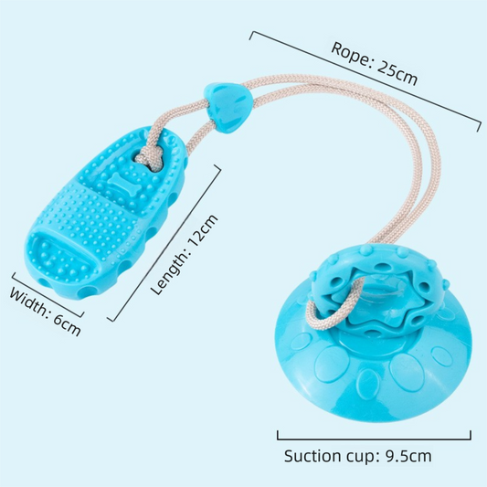 Blue Slipper-Style Dog Toy - Suction Cup Design: Durable, Chew-Resistant Teether for Mental Stimulation, V888-ELOSUNG50031