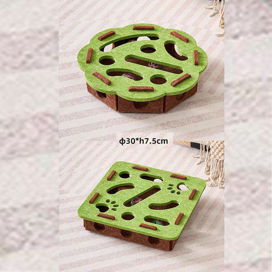 2-piece Green cat toy set-featuring square and flower shapes-is an excellent choice for feline entertainment V888-ELOSUNG50035