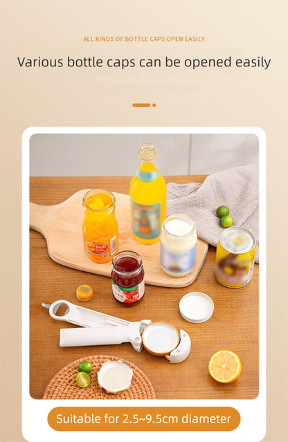 White Multi-Functional Adjustable Can and Bottle Opener - Heavy Duty Jar Opener for Seniors, Women, and Weak V888-ELOSUNG50103