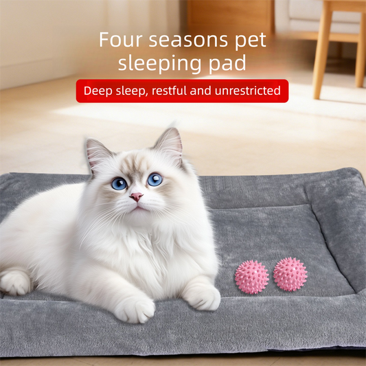 Grey S size Plush Flannel Pet Bed with Removable Sponge - Waterproof, Extra Wide & Thickened, Soft Four V888-ELOSUNG50106