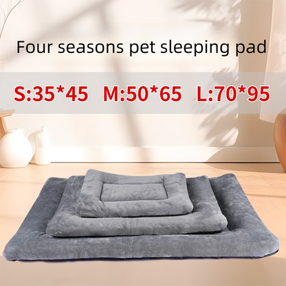 Grey L size Plush Flannel Pet Bed with Removable Sponge - Waterproof, Extra Wide & Thickened, Soft Four V888-ELOSUNG50108