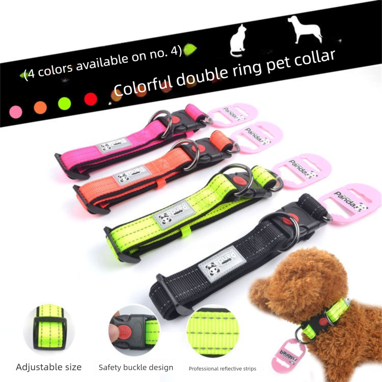 Green M size Vibrant Reflective Dog Collar and Leash Set - Adjustable Nylon Pet Harness with Comfortable V888-ELOSUNG50109