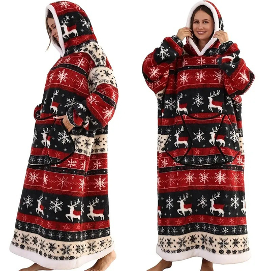 Pink Strawberry Style Oversized Hooded Blanket for Adults - Ultra Soft & Warm Wearable Fleece Throw with V888-ELOSUNG50119
