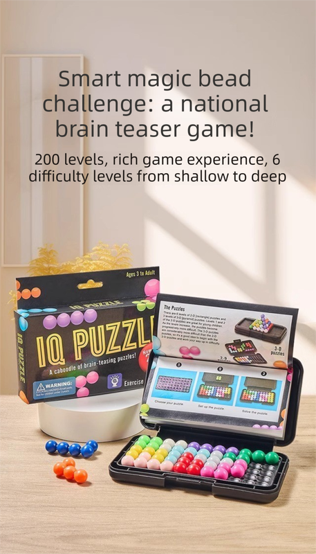 Black rectangle Magic Beads 3D Puzzle - portable, educational logic game suitable for children and adults, V888-ELOSUNG50125