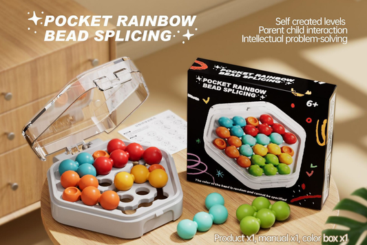 White Hexagonal Pocket Rainbow Bead Puzzle - A Mini Logic Game with Original Levels, an Interactive V888-ELOSUNG50128