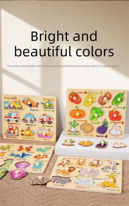 Wooden Puzzle Board for Toddlers - Early Learning Shape Sorter & Hand-Eye Coordination Toy for Kids 3+, V888-ELOSUNG50131