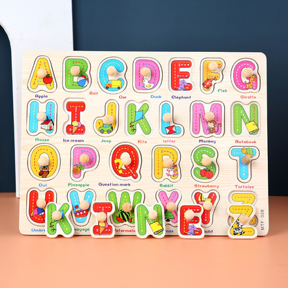 Toddler Peg Puzzle - An educational and entertaining matching toy featuring letters, numbers, shapes, and V888-ELOSUNG50137