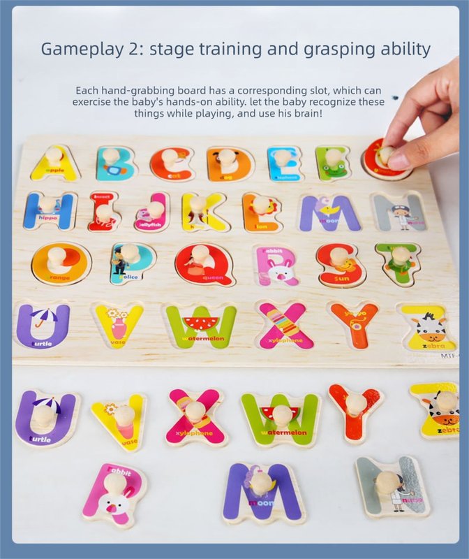 Toddler Peg Puzzle - An educational and entertaining matching toy featuring letters, numbers, shapes, and V888-ELOSUNG50138