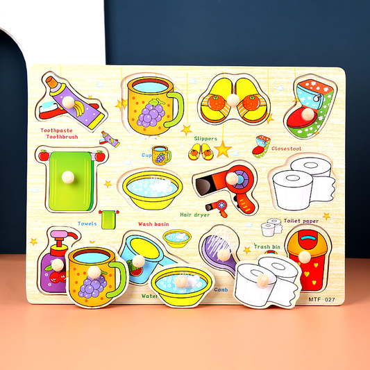 Toddler Peg Puzzle - An educational and entertaining matching toy featuring letters, numbers, shapes, and V888-ELOSUNG50139